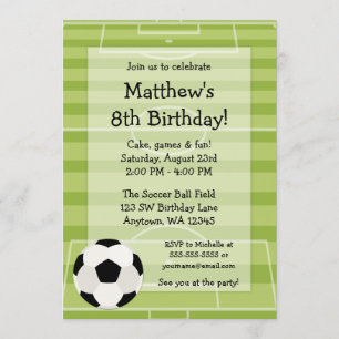 Party für den Kindergeburtstag von Fußballfeldern Einladung