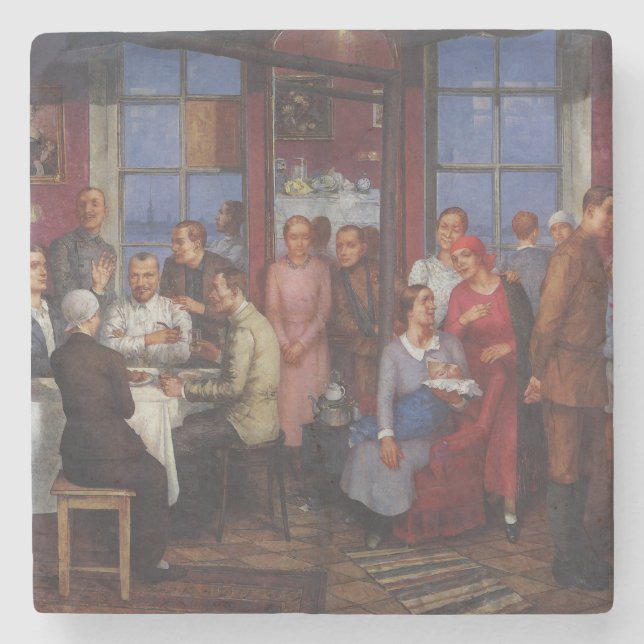 Party für den Umzug in ein neues Haus Steinuntersetzer (Vorderseite)