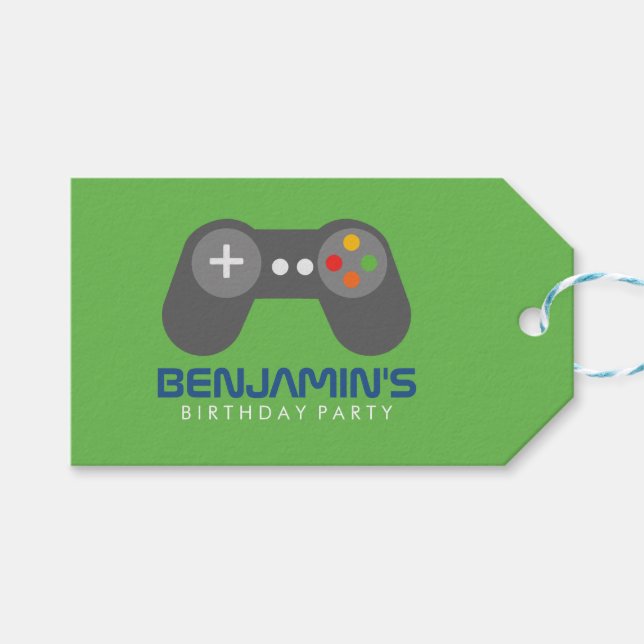 Party für den Videospielcontroller-Kindergeburtsta Geschenkanhänger (Vorderseite (Horizontal))