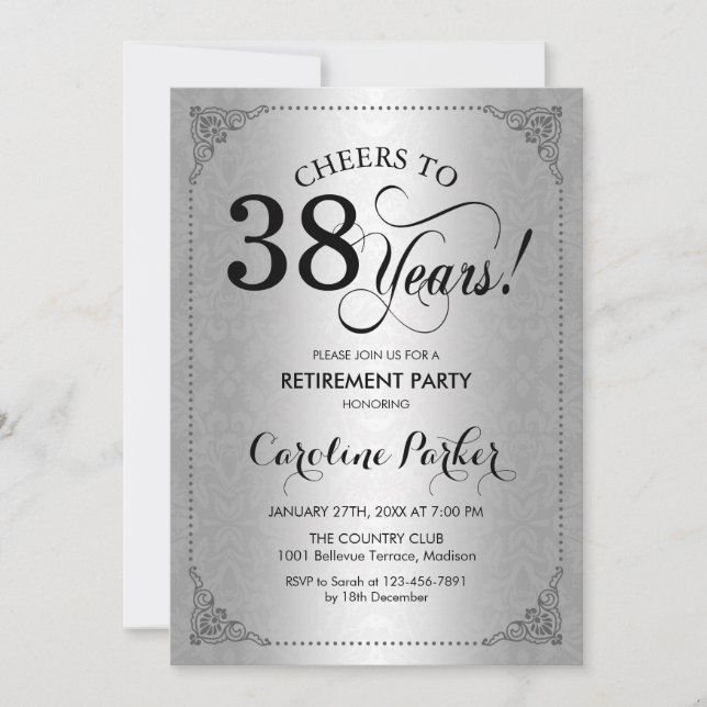 Party für die Altersvorsorge - Silberschwarzer Dam Einladung (Vorderseite)