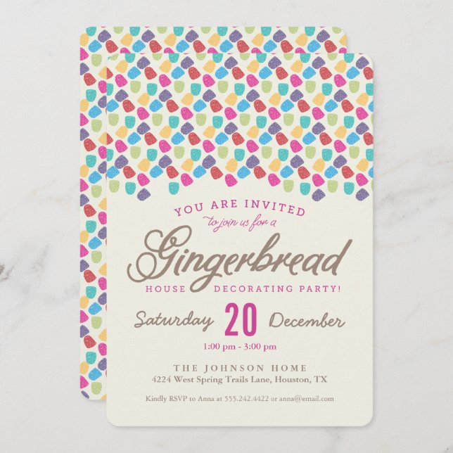 Party für die Dekoration von Gummischuhen und Lebk Einladung (Vorne/Hinten)