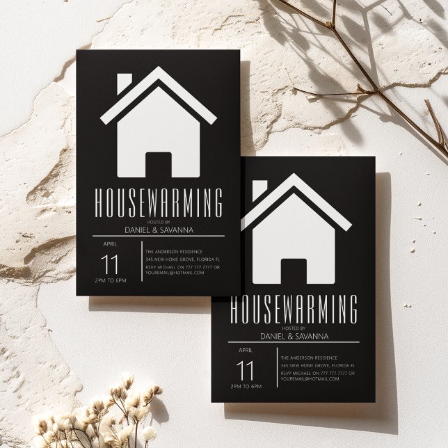Party für die einfache Schwarz-Weiß-Haushaltserwär Einladung (Von Creator hochgeladen)