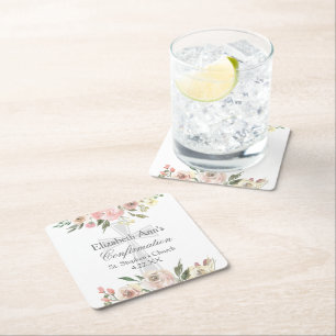 Party für die elegante rosa Blumenbestätigung Rechteckiger Pappuntersetzer