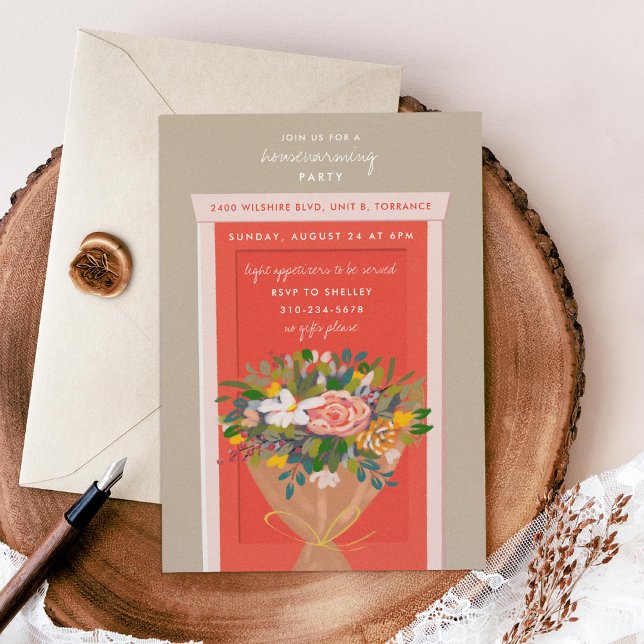 Party für die Erderwärmung der roten Tür Illustrie Einladung (Von Creator hochgeladen)