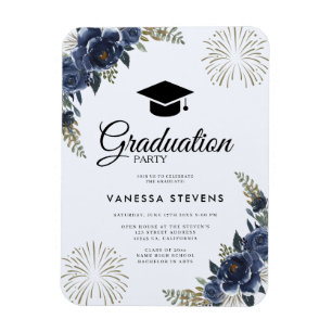 Party für die Graduierung von Navy Blue Floral Magnet