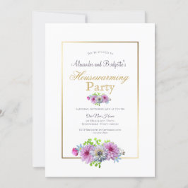 Party für die Haushaltsaufwärmung Rosa Blumengoldg Einladung