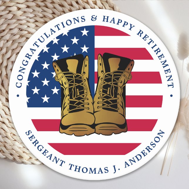 Party für die Rente der Militärarmee USA Flag Runder Pappuntersetzer (Von Creator hochgeladen)