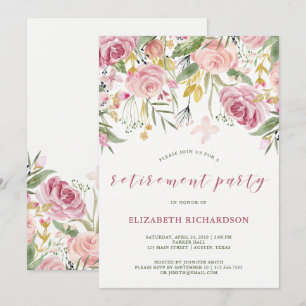 Party für die Rückgabe von Aquarellfarben in Rosa Einladung
