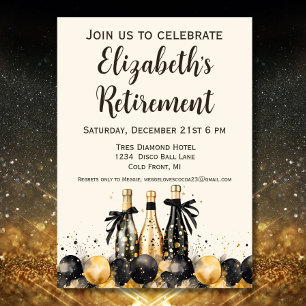 Party für die Rückgabe von Black and Gold Champagn Einladung