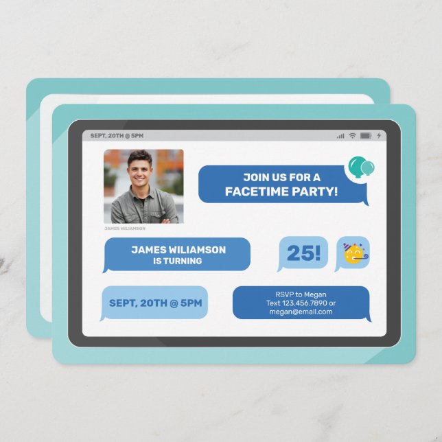 Party für die Textmeldung von Tablet-Chaten für On Einladung (Vorne/Hinten)