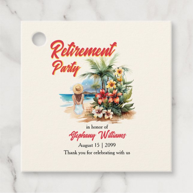 Party für die weibliche Altersversorgung Aloha Wom Geschenkanhänger (Vorderseite)