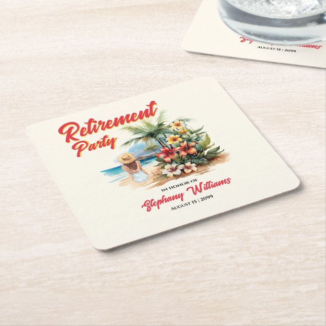 Party für die weibliche Altersversorgung Aloha Wom Rechteckiger Pappuntersetzer (angewinkelt)