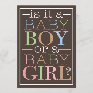 Party für farbenfrohe Text-Baby-Boy oder Girl-Gend Einladung