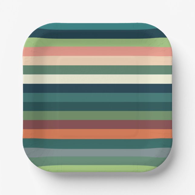 Party für Farbstreifen Pappteller (Vorderseite)