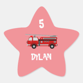 Party für Feuerwehrfahrzeuge Geburtstag Stern-Aufkleber