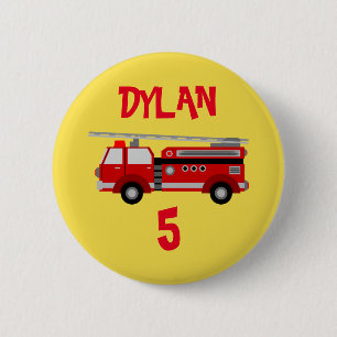 Party für Feuerwehrfahrzeuge Geburtstagsknopf Abze Button