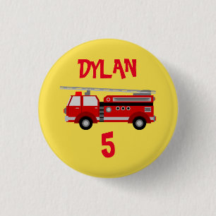 Party für Feuerwehrfahrzeuge Geburtstagsknopf Abze Button
