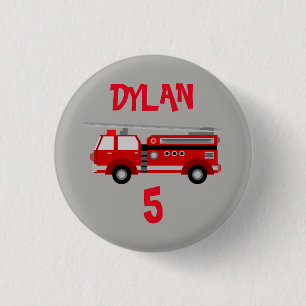 Party für Feuerwehrfahrzeuge Geburtstagsknopf Abze Button