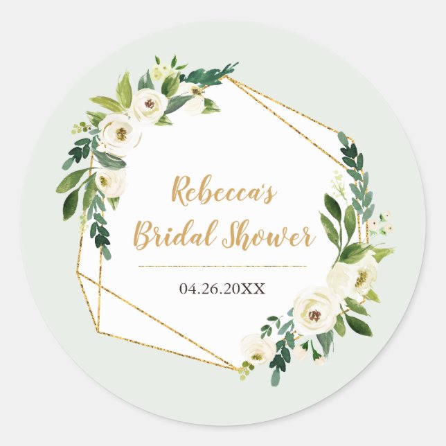 Party für geometrische Rahmen und Blume in goldfar Runder Aufkleber (Vorderseite)