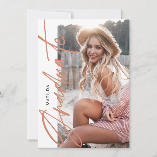 Party für geometrisches Foto Terracotta Ankündigung (Vorderseite)