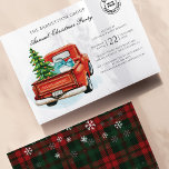 Party für karierte Weihnachtsfeiertage-Firmenlogos Einladung<br><div class="desc">Laden Sie sich mit unserem Karierten Weihnachtsgeschenk-Template für die Weihnachtszeit Ihrer Familie in Ihr Party ein. Diese Karte verbindet traditionelle Urlaubssästhetik mit einer zeitgenössischen Drehung, die perfekt den Ton für Ihre Saisonfeier Set. An der Vorderseite dieser bezaubernden Einladung befindet sich eine herzliche Illustration eines klassischen roten LKW, der seinen Weg...</div>