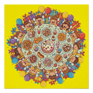 Party für Kinder mit gelbem Gewand Poster