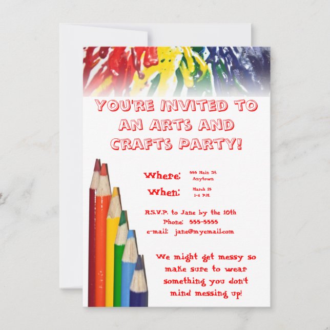 Party für Kunst und Handwerk Einladung (Vorderseite)