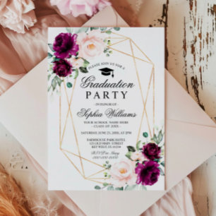 Party für lila und rosafarbene Rosen Einladung