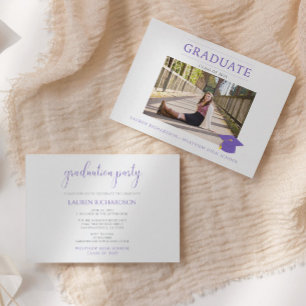 Party für lila und weiße einfache Fotos Einladung