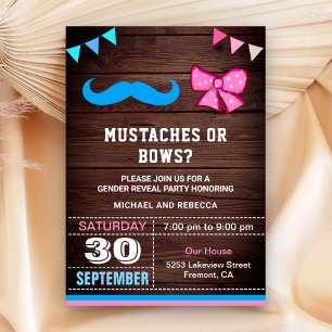 Party für Mustaches oder Bows Gender Reveal Einladung