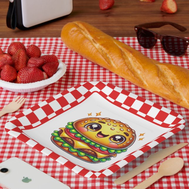 Party für niedliche Hamburger Pappteller (Picknick)