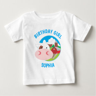 Party für niedliche Kuhfarm Kindergeburtstag Baby T-shirt