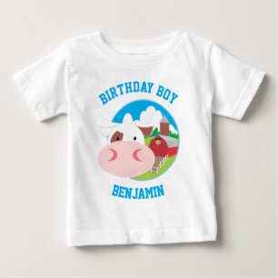 Party für niedliche Kuhfarm Kindergeburtstag Baby T-shirt