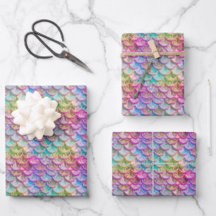 Party für niedliche Mermaid-Fliesen Geschenkpapier Set