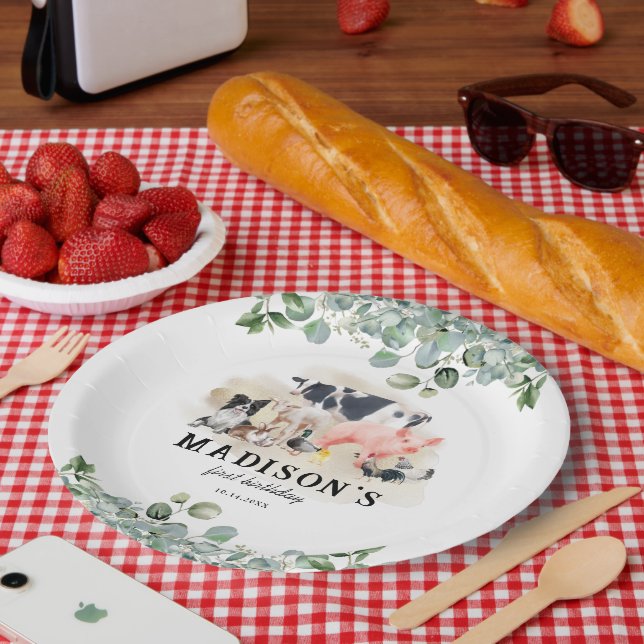 Party für niedliche Nutztiere Kindergeburtstag Pappteller (Picknick)