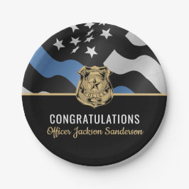 Party für Polizeischutz Blue Line Herzlichen Glück Pappteller