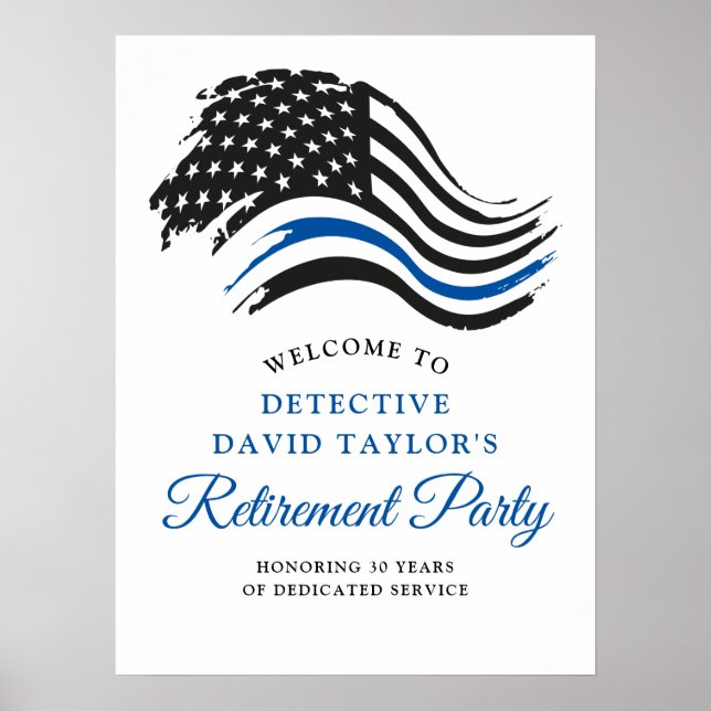 Party für Polizeischutz Thin Blue Line Willkommen Poster (Vorne)