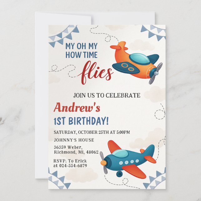 Party für Privatflugzeuge ab 1 Geburtstag Einladung (Vorderseite)