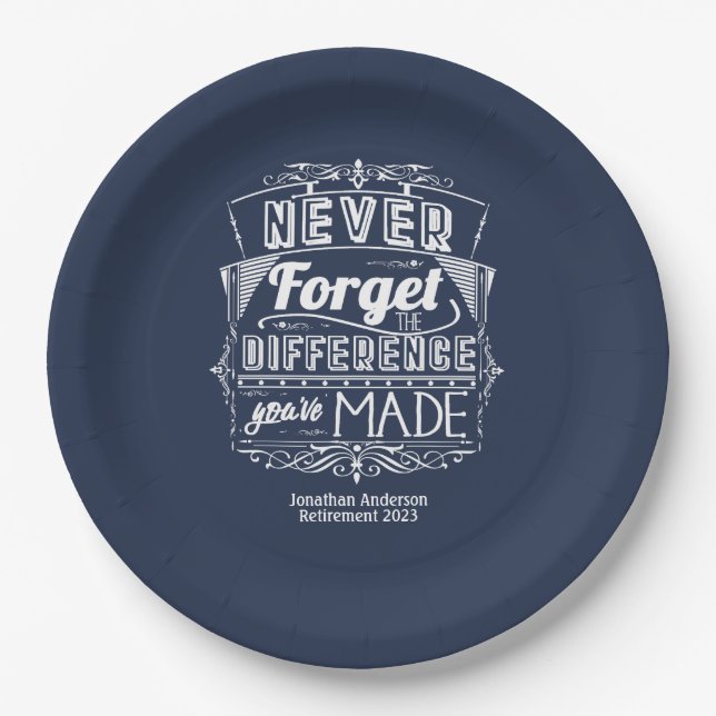 Party für Rentenzahlungen Vergessen Sie nie Pappteller (Vorderseite)