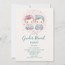 Party für Rosa und Blauer Junge oder Mädchen Einladung