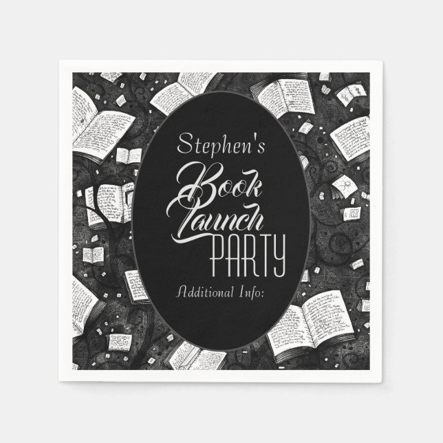 Party für Schwarzweiß-Buchvorstellung Serviette (Vorderseite)