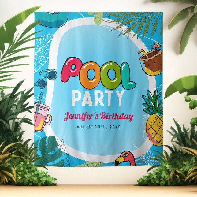 Party für Spaß und Farben im Pool | Der Hintergrun Wandteppich (Von Creator hochgeladen)