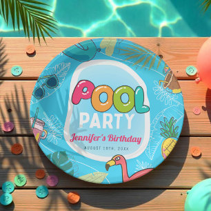 Party für Spaß und Farben im Pool   Palm Schwimmen Pappteller