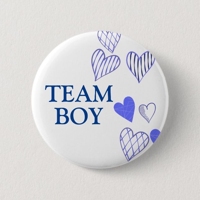 Party für Team Boy Blue Baby Gender Reveal Button (Vorderseite)