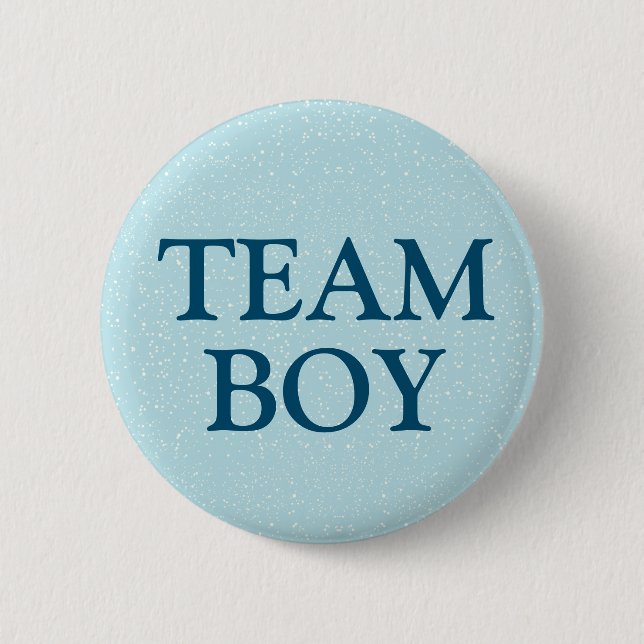 Party für Team Boy Blue Baby Gender Reveal Button (Vorderseite)