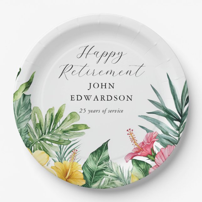 Party für tropische Blume Pappteller (Vorderseite)