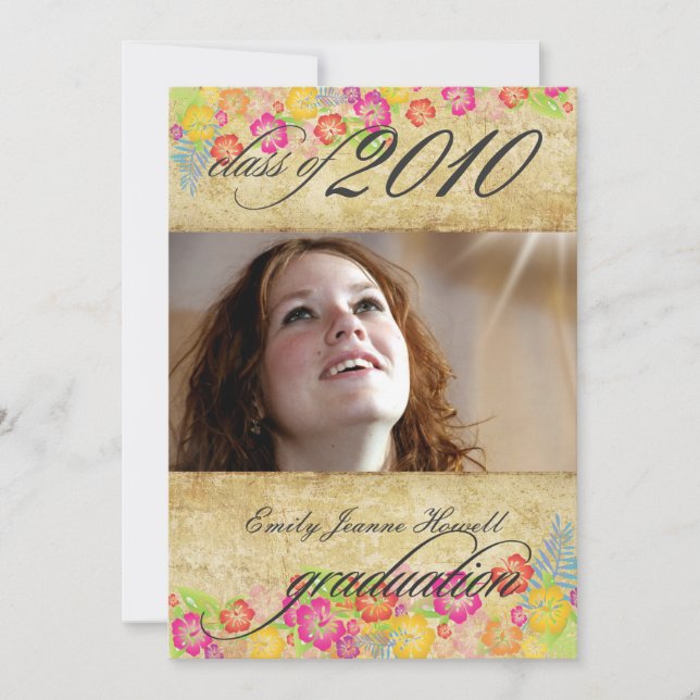 Party für Vintage tropische Blume Abschlüsse Einladung (Vorderseite)