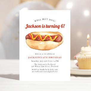 Party für Wasserfarben-Hot-Dog-Kindergeburtstag Einladung