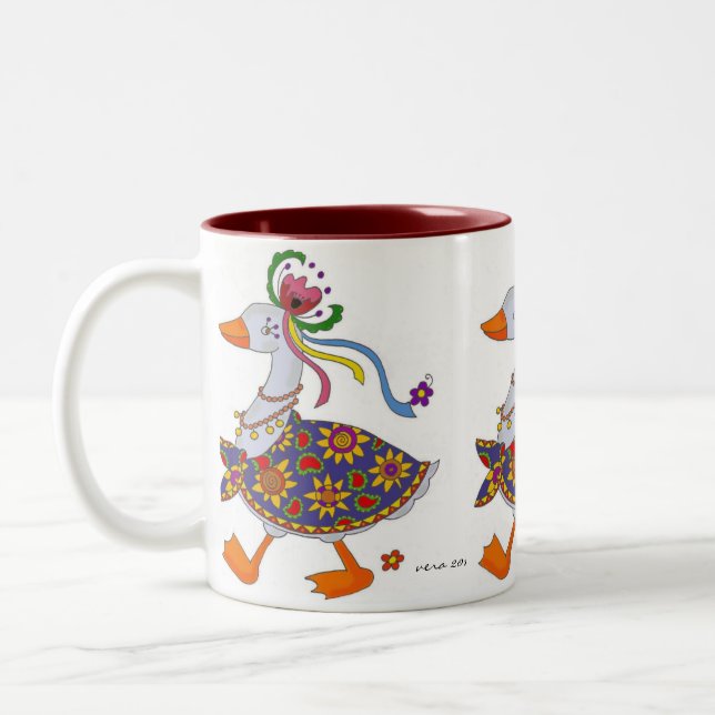 Party-Gans-ukrainische Volkskunst Zweifarbige Tasse (Links)