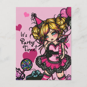 Party Geburtstag Girl Fairy Card Einladung Postkar